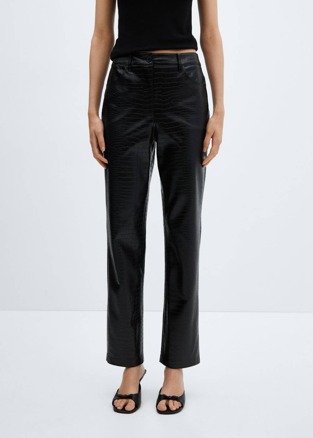 Mango Gearde Hose mit Animal-Print-Effekt