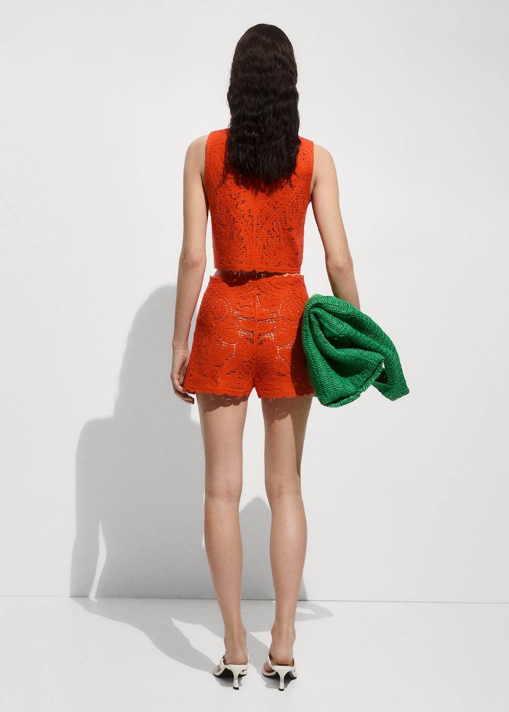 Mango Geblümte Häkel-Shorts