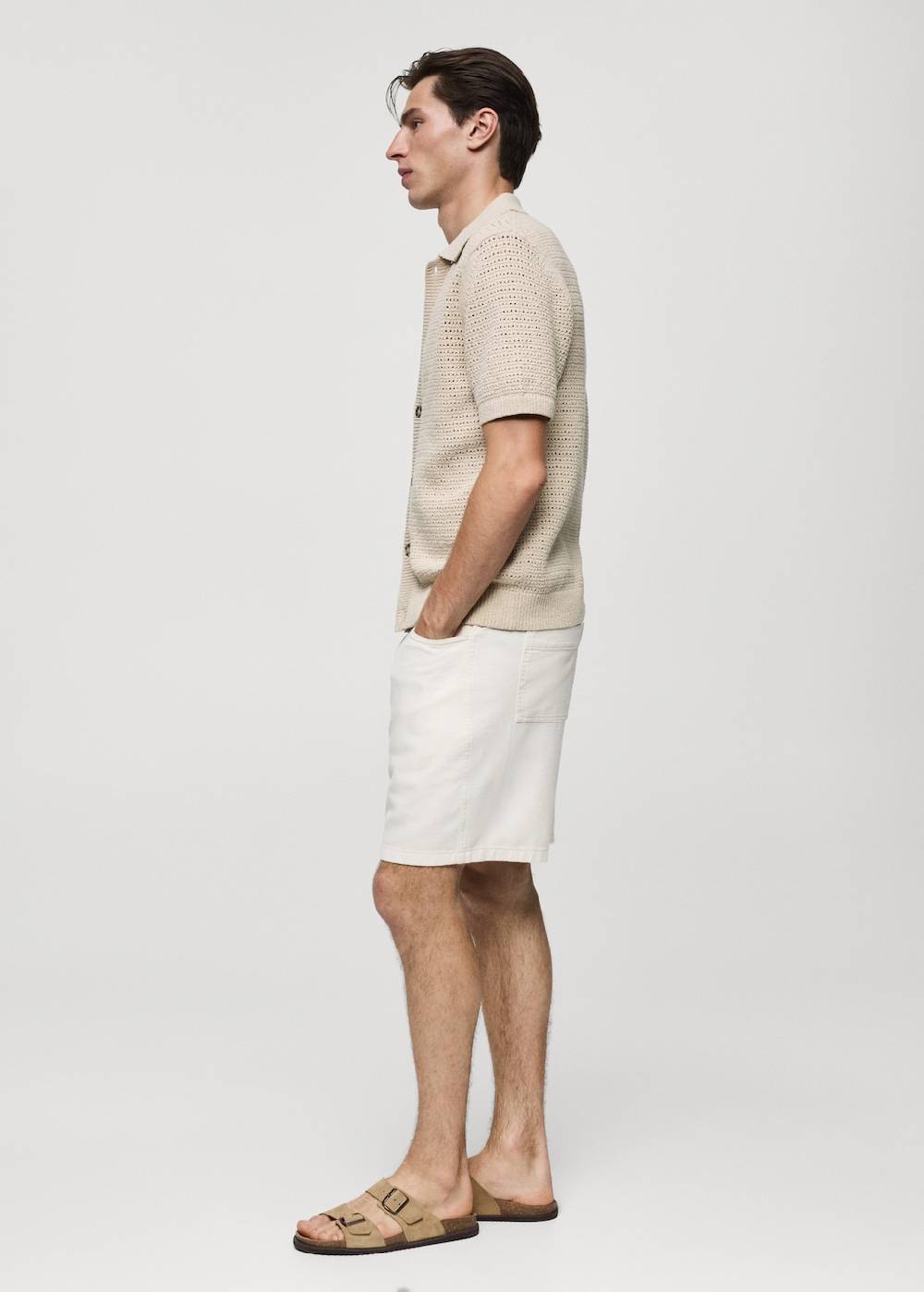 Mango Geknöpftes Strick-Poloshirt Mit Lochmuster