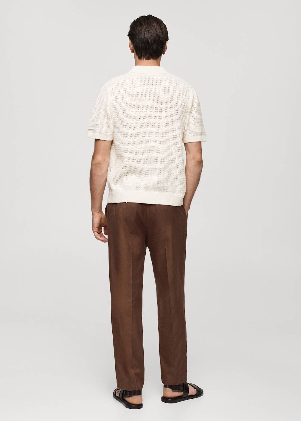 Mango Geknöpftes Strick-Poloshirt Mit Lochmuster