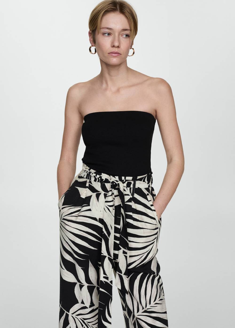 Mango Gemusterte Hose Mit Schleife