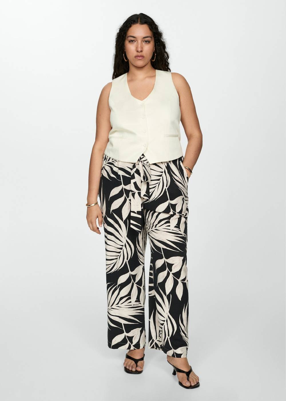 Mango Gemusterte Hose Mit Schleife