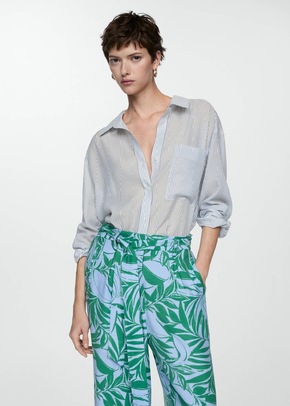 Mango Gemusterte Hose Mit Schleife