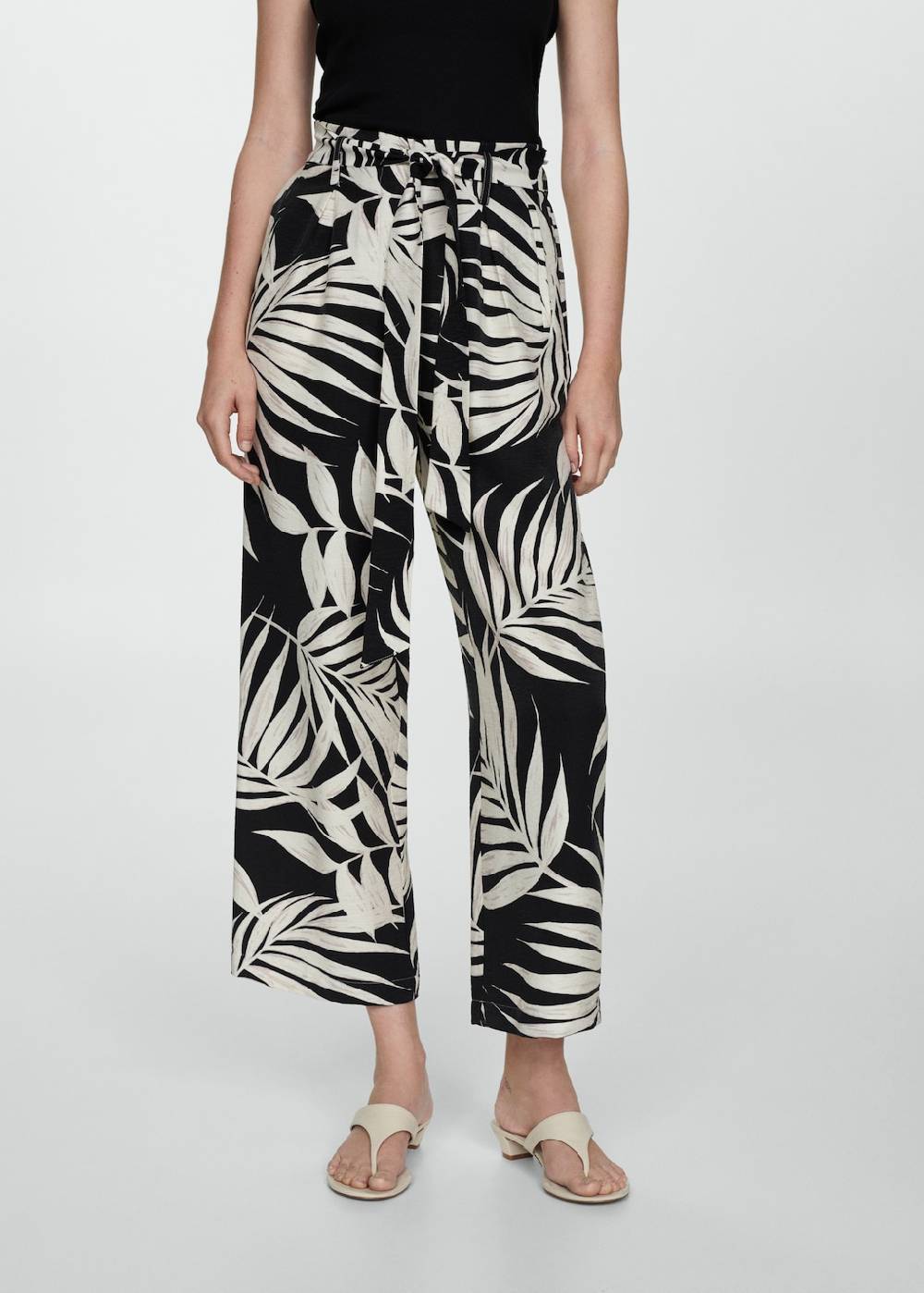 Mango Gemusterte Hose mit Schleife