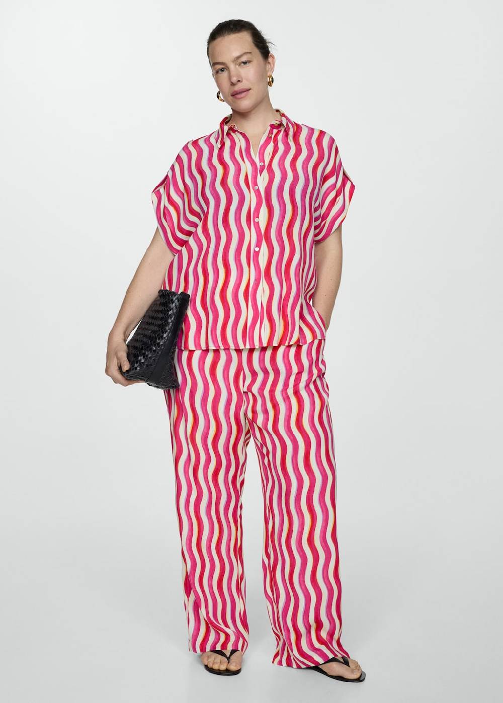 Mango Gemusterte Wideleg-Hose