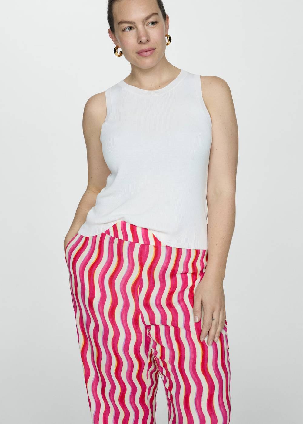 Mango Gemusterte Wideleg-Hose