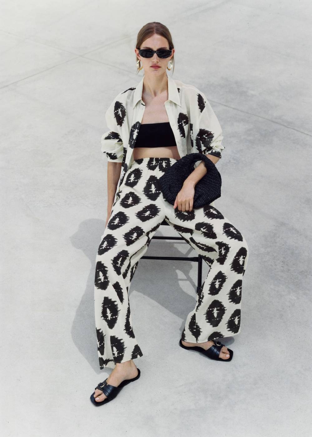 Mango Gemusterte Wideleg-Hose