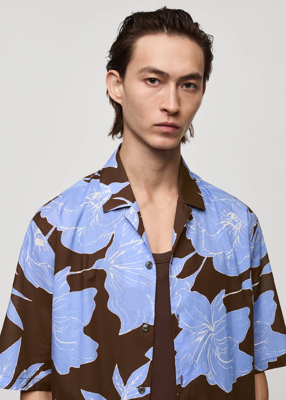 Mango Gemustertes Regular Fit-Baumwollhemd