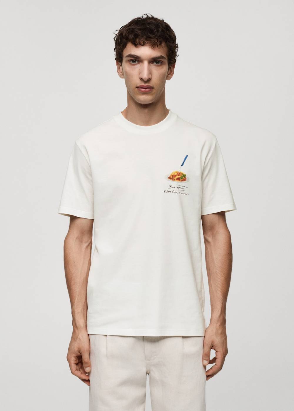 Mango Gemustertes T-Shirt aus 100 % Baumwolle