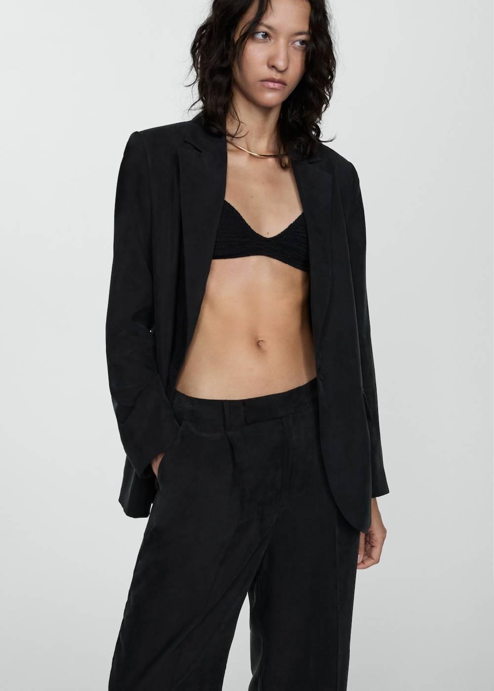 Mango Gerade Cupro-Hose