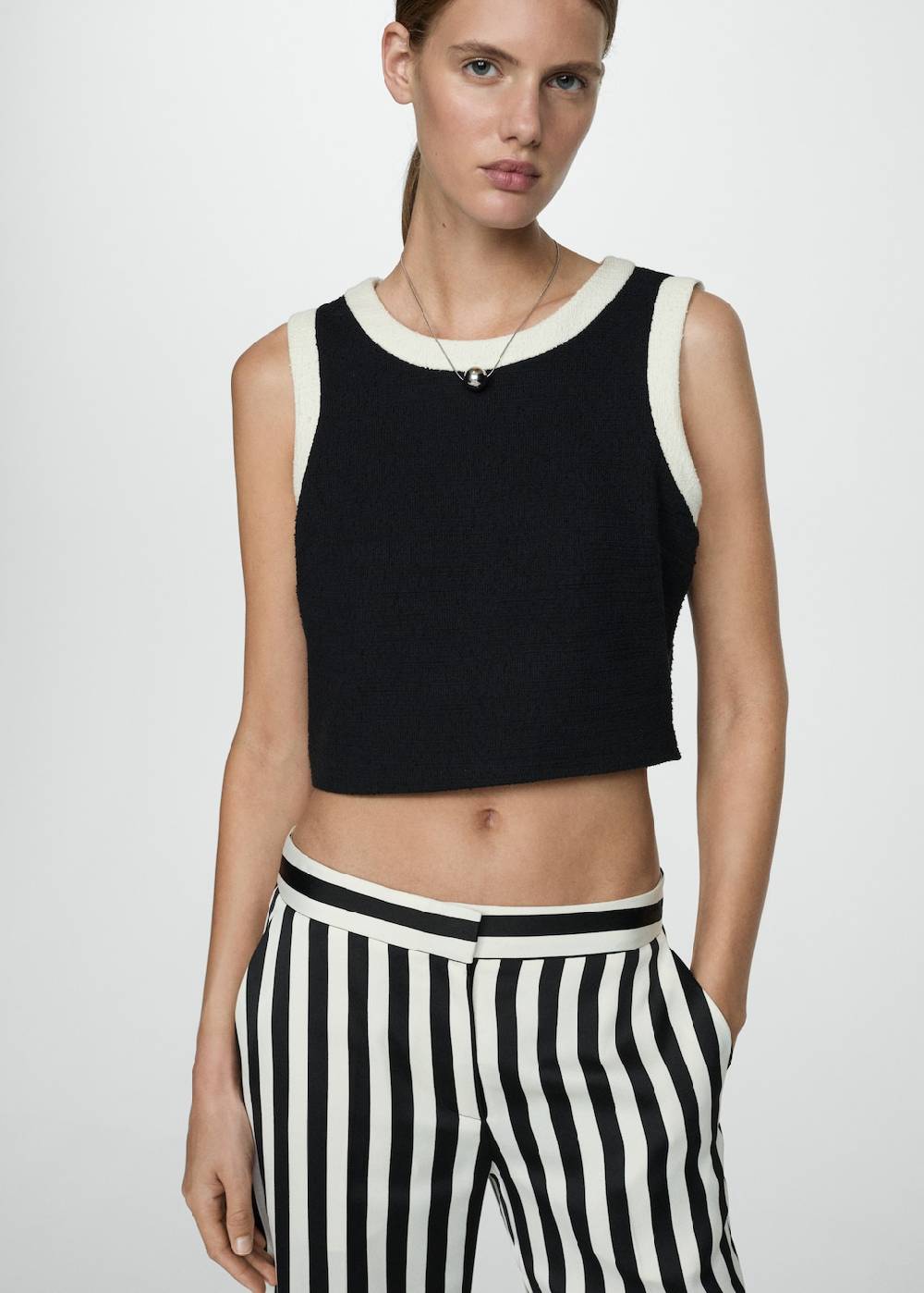 Mango Gerade Geschnittene Streifenhose