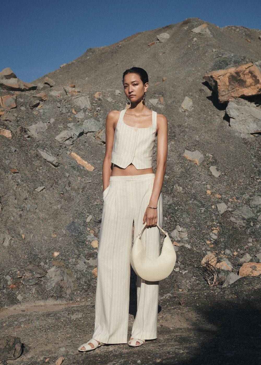 Mango Gerade Geschnittene Streifenhose