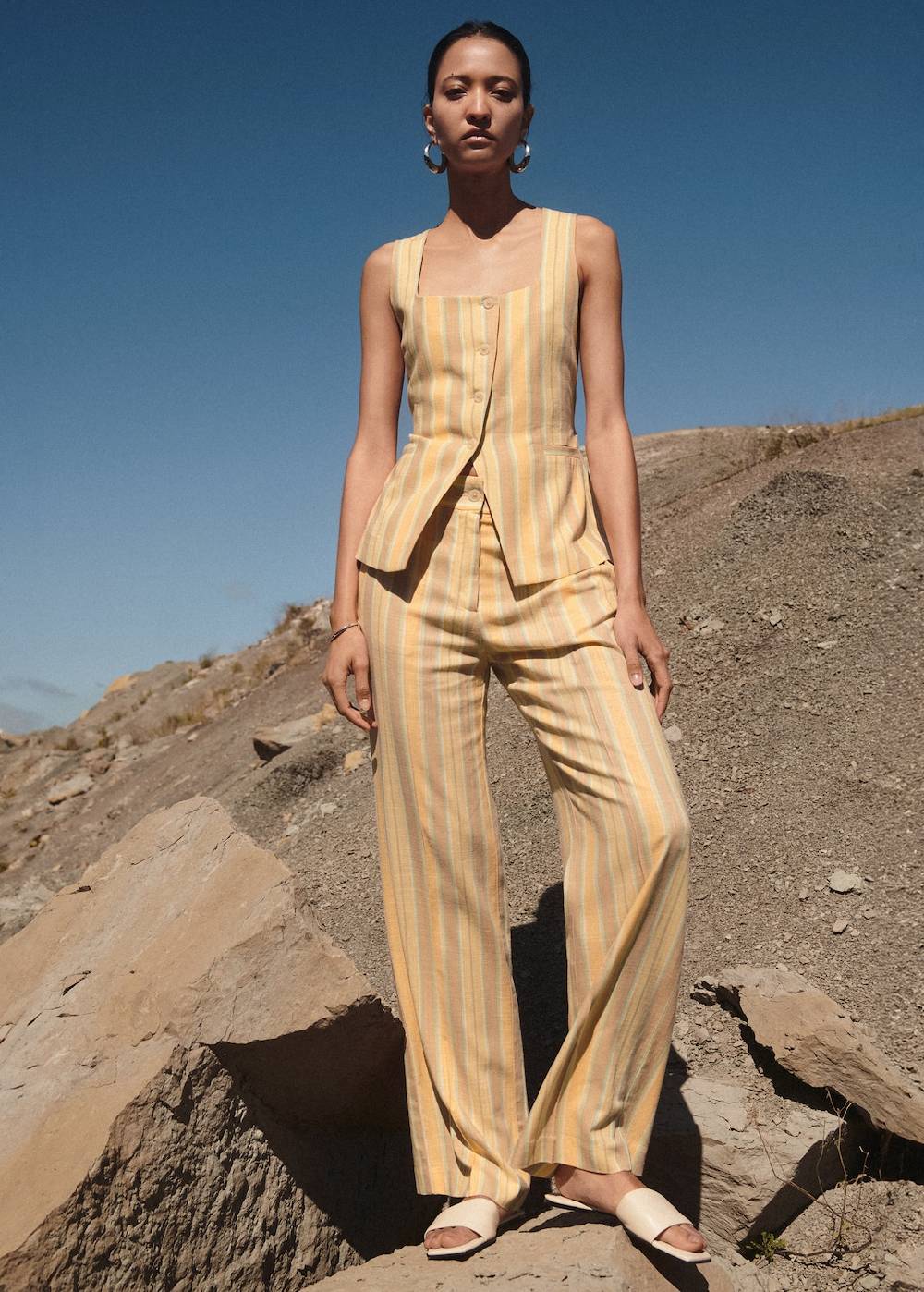 Mango Gerade Geschnittene Streifenhose