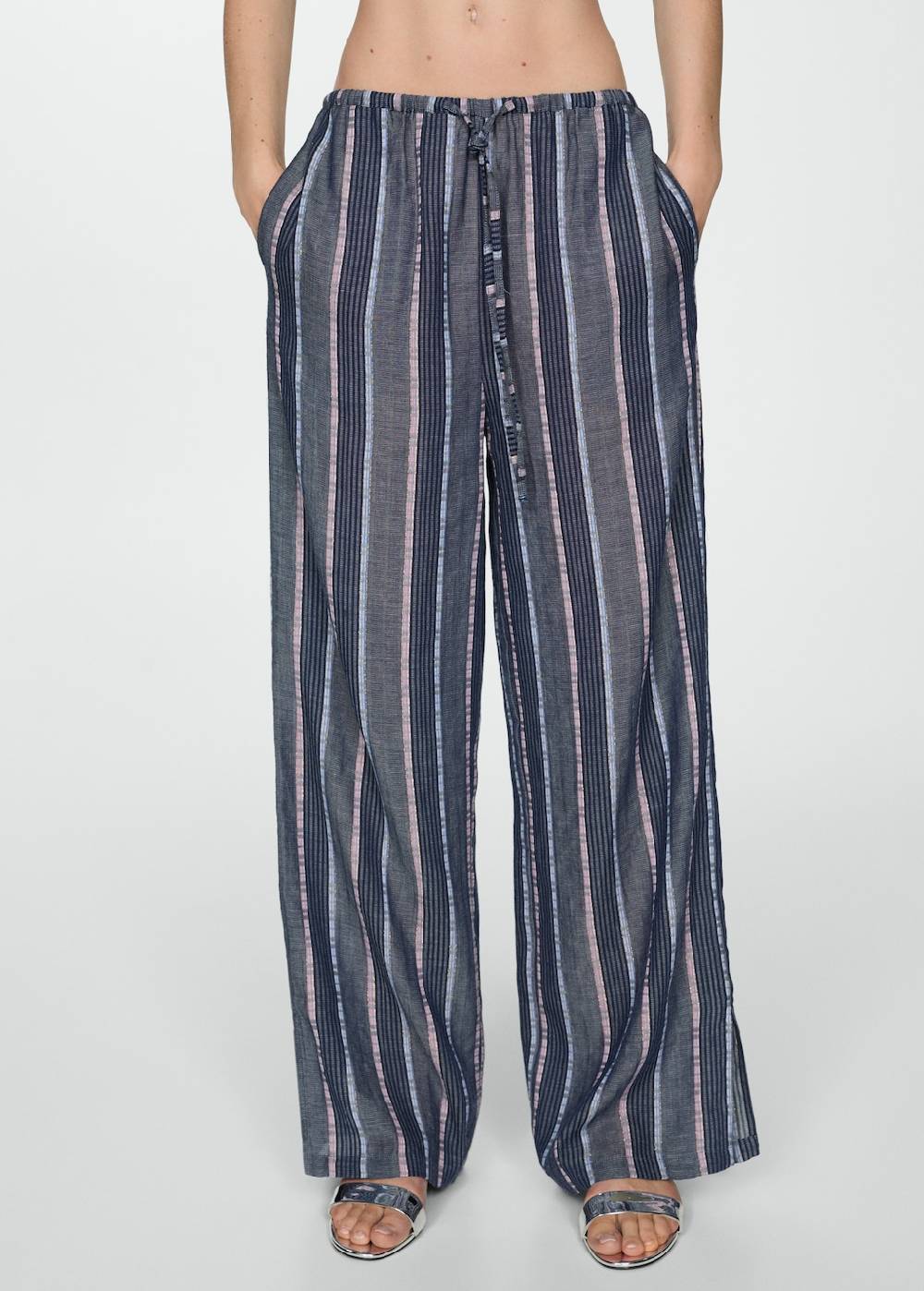 Mango Gerade geschnittene Streifenhose