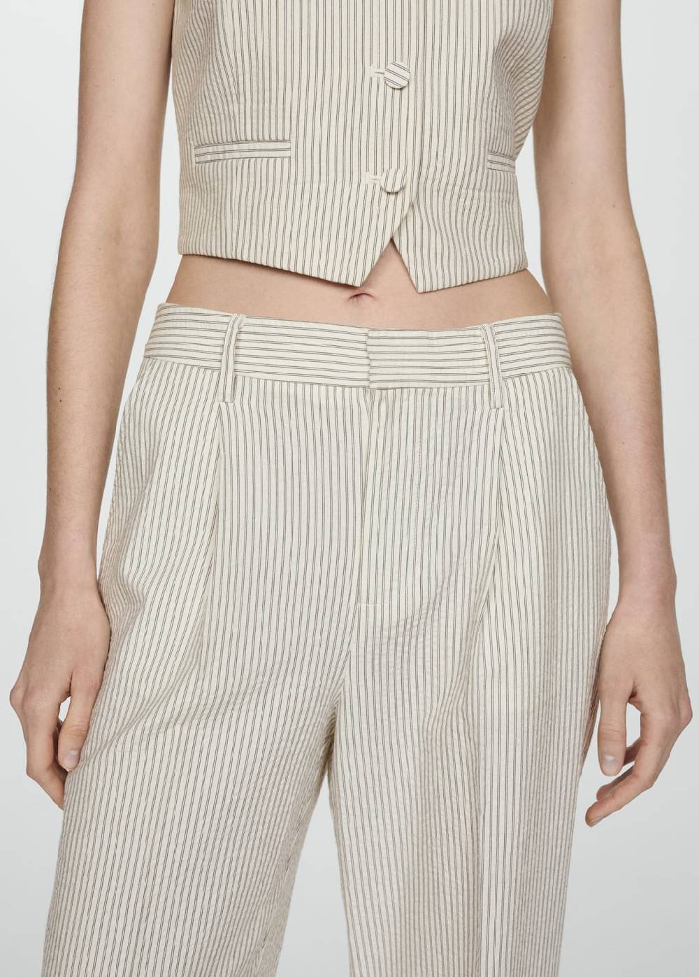 Mango Gerade geschnittene Streifenhose