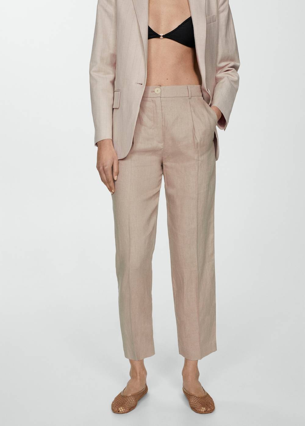 Mango Gerade Hose aus 100 % Leinen