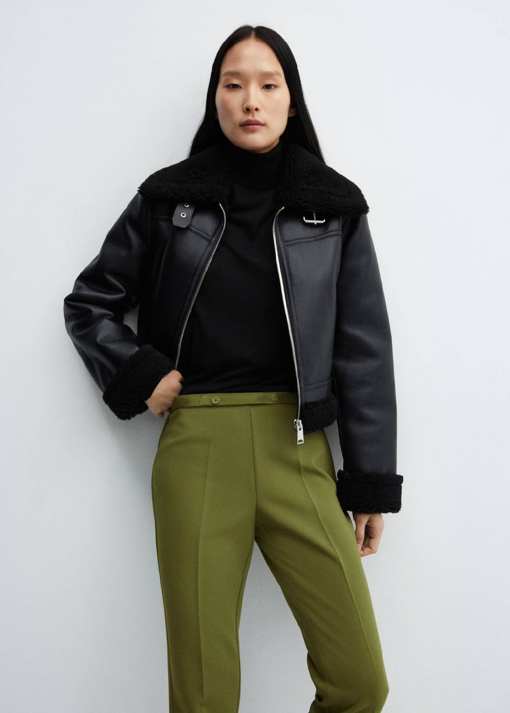 Mango Gerade Hose Mit Gürtel