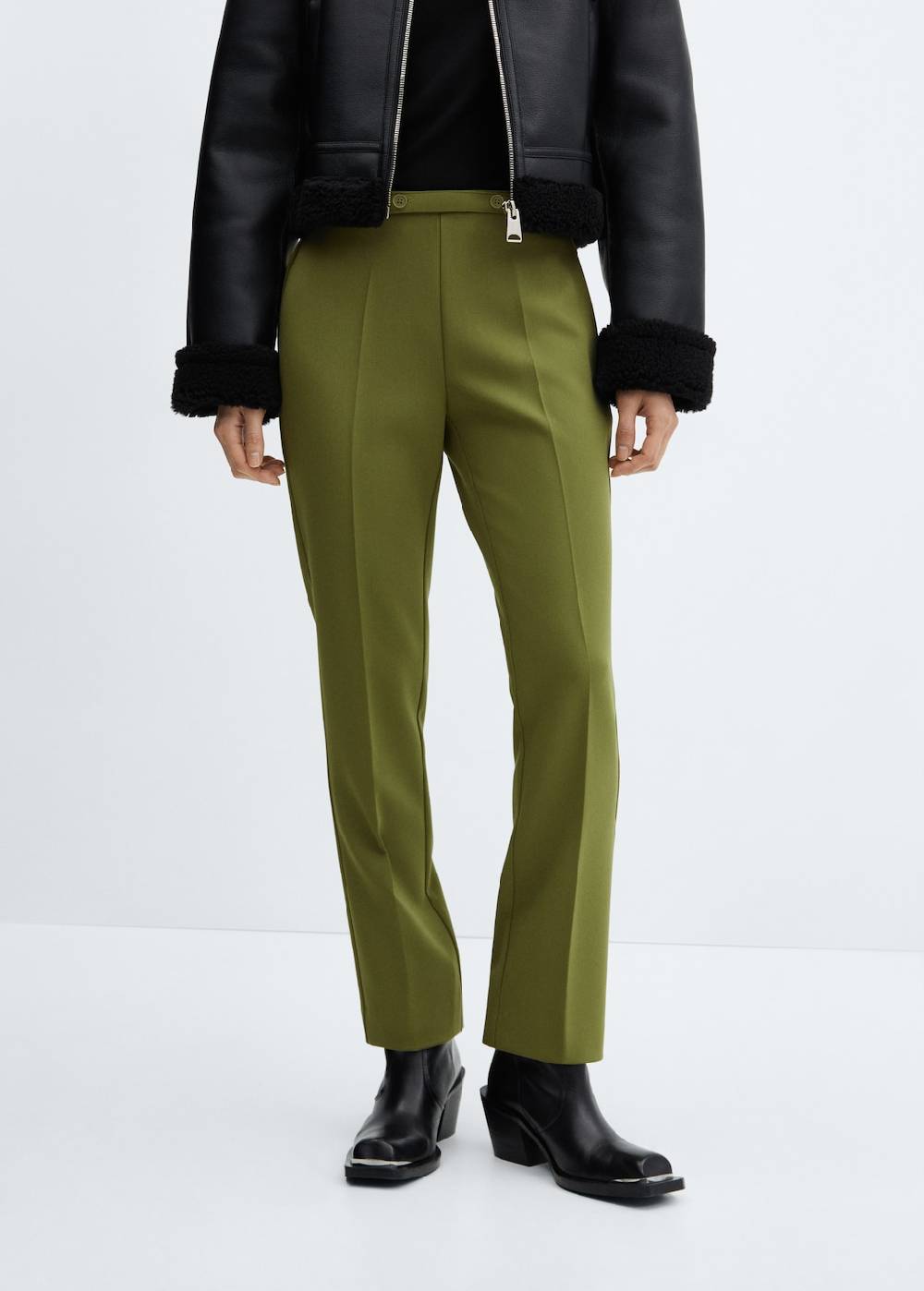 Mango Gerade Hose mit Gürtel