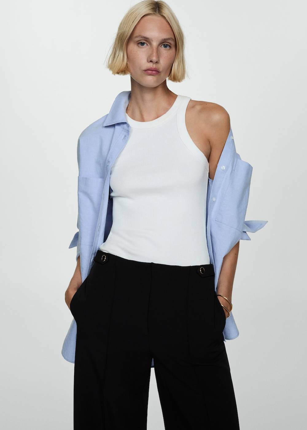 Mango Gerade Hose Mit Knöpfen