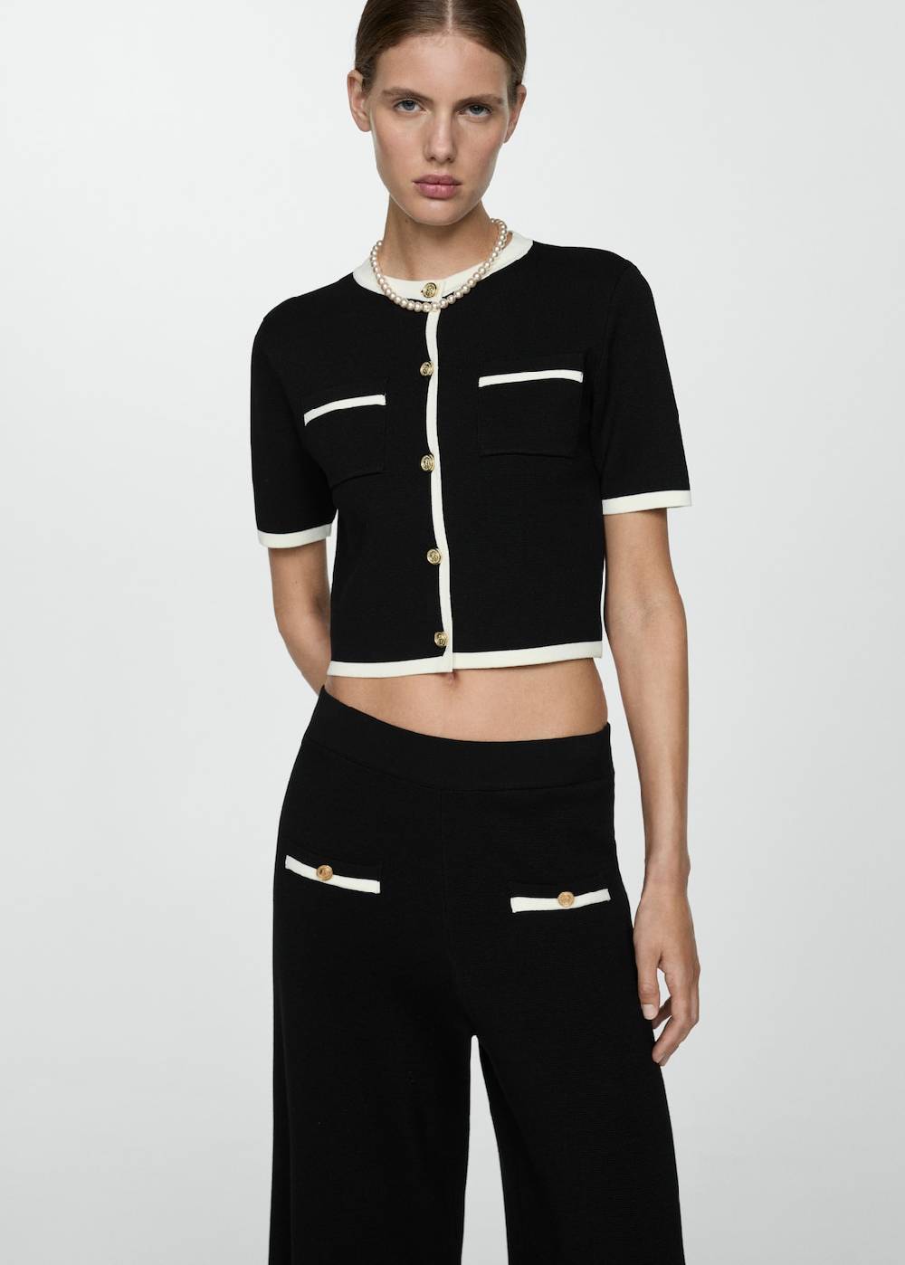 Mango Gerade Hose Mit Kontrastborten