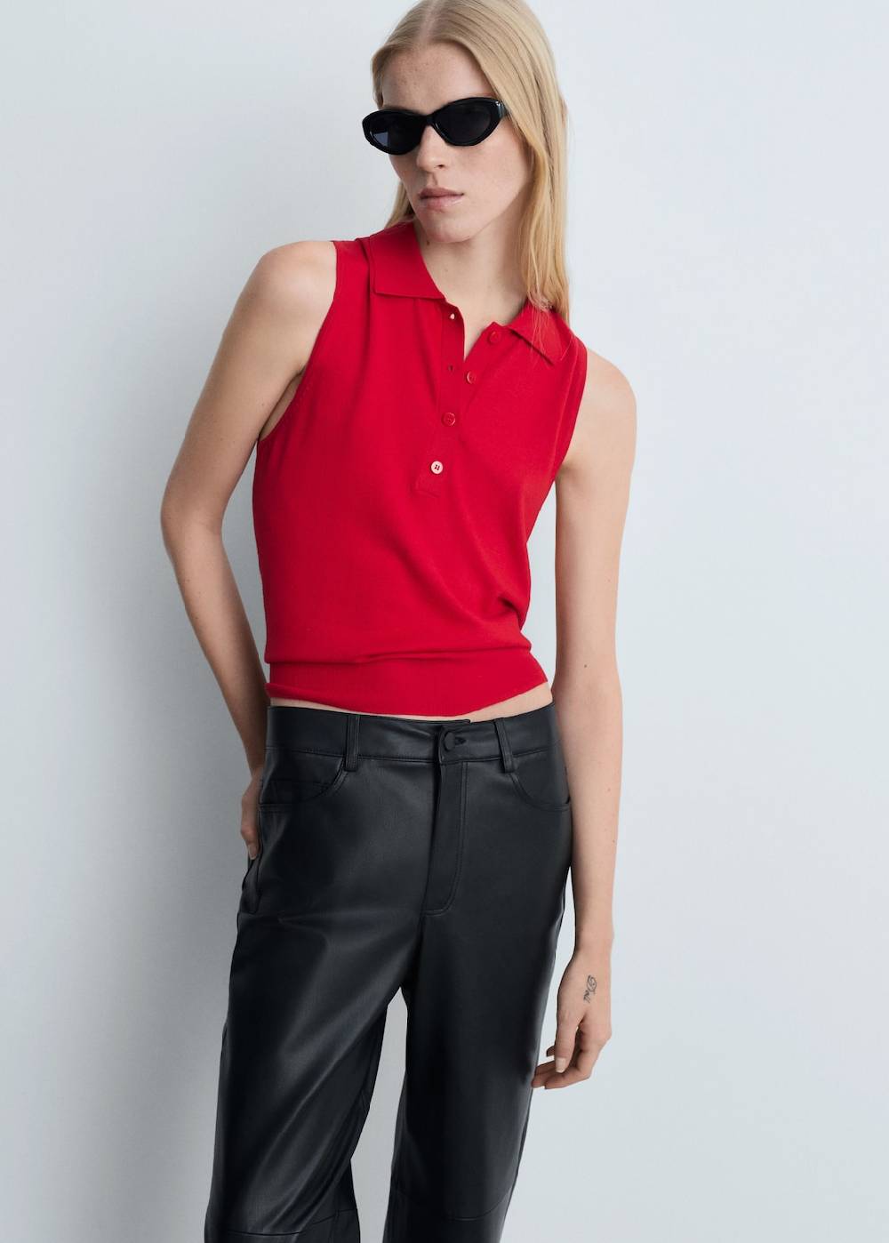 Mango Gerade Hose Mit Leder-Effekt