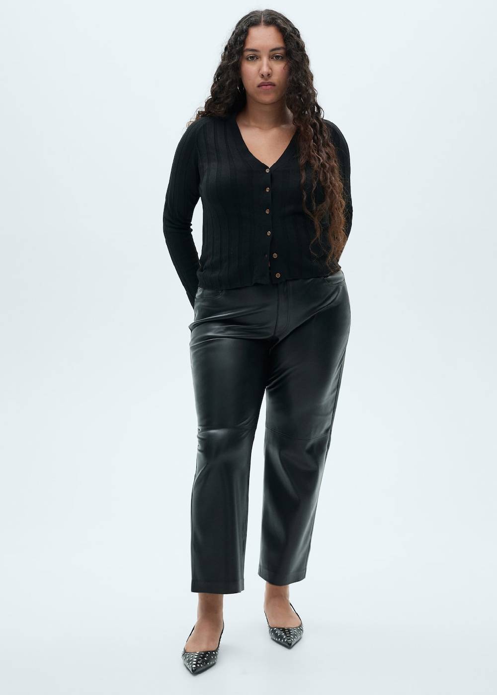 Mango Gerade Hose Mit Leder-Effekt