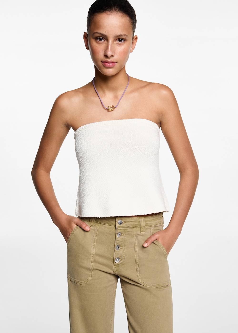 Mango Gerade Jeans mit Knöpfen