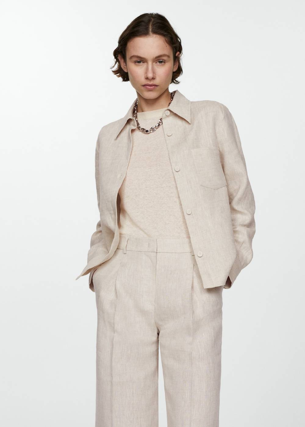 Mango Gerade Leinenhose