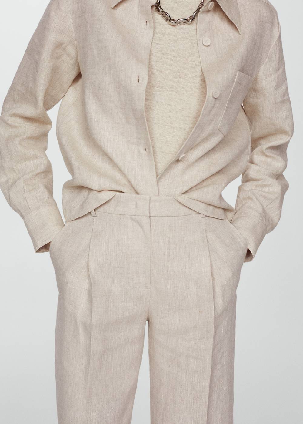 Mango Gerade Leinenhose