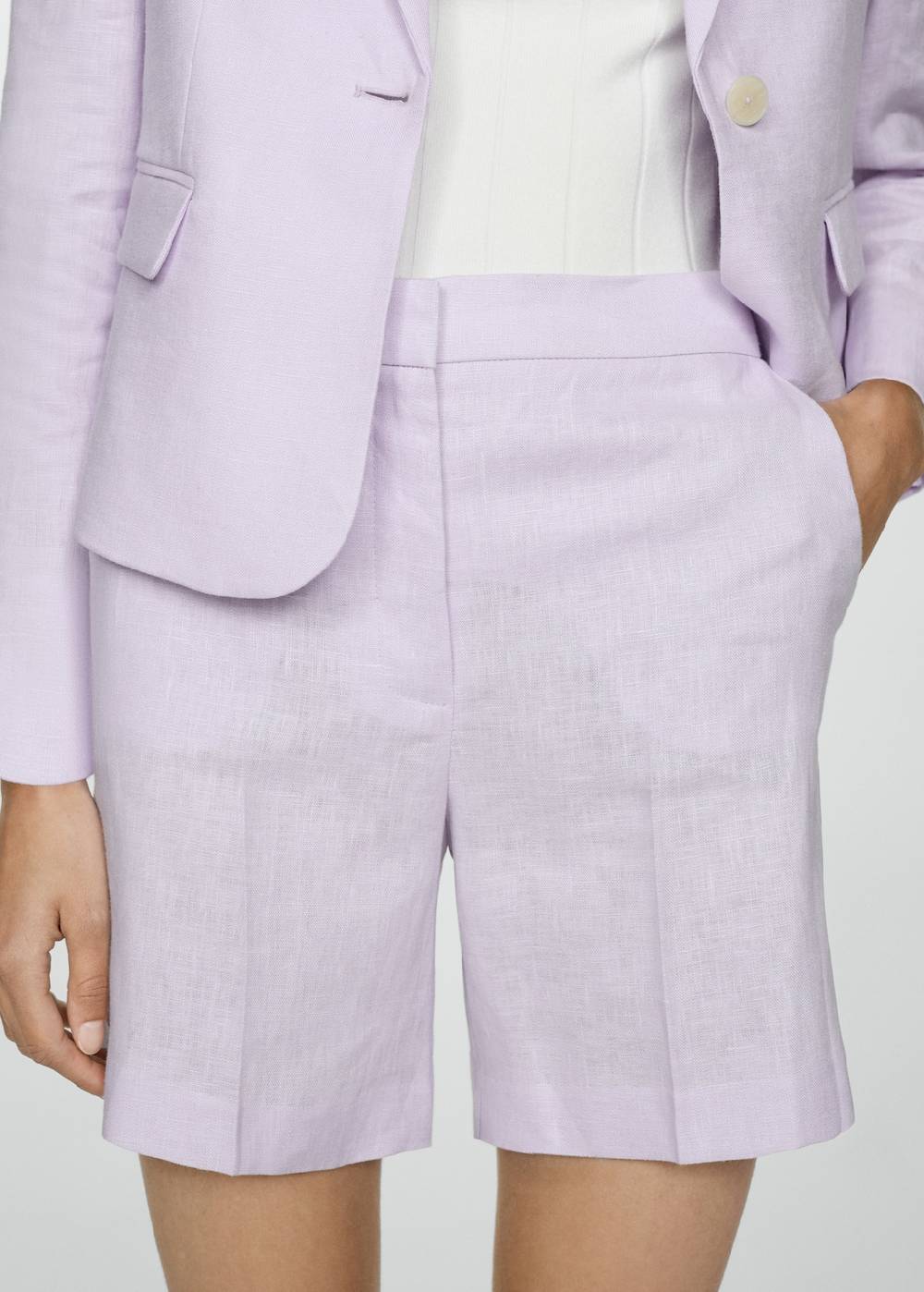 Mango Gerade Shorts Aus 100 % Leinen