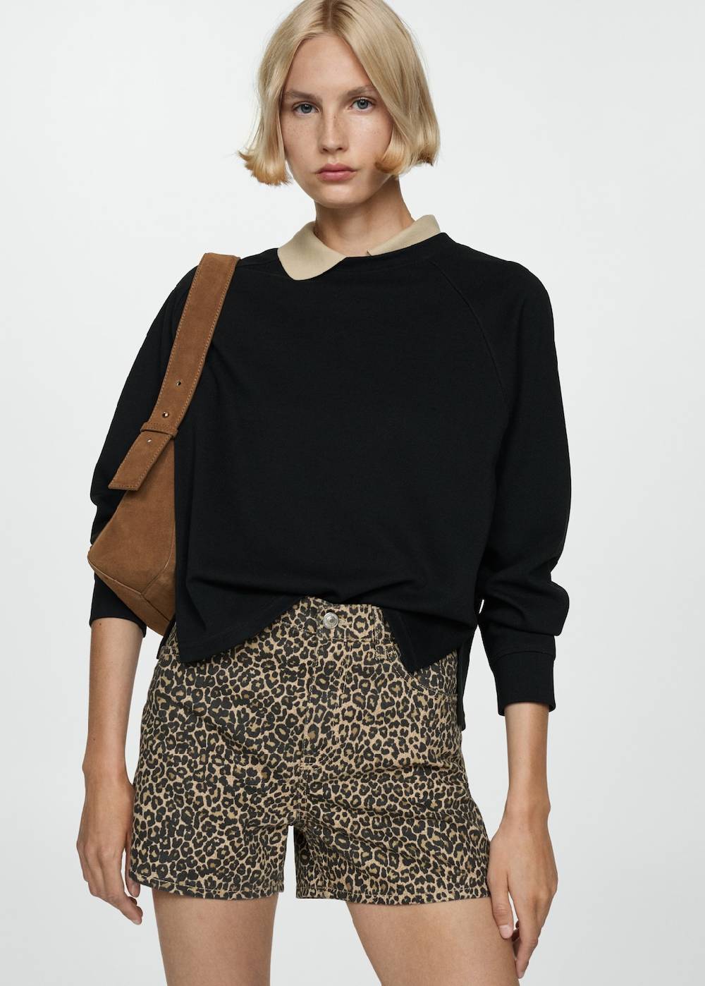 Mango Gerade Shorts Mit Leopardenmuster