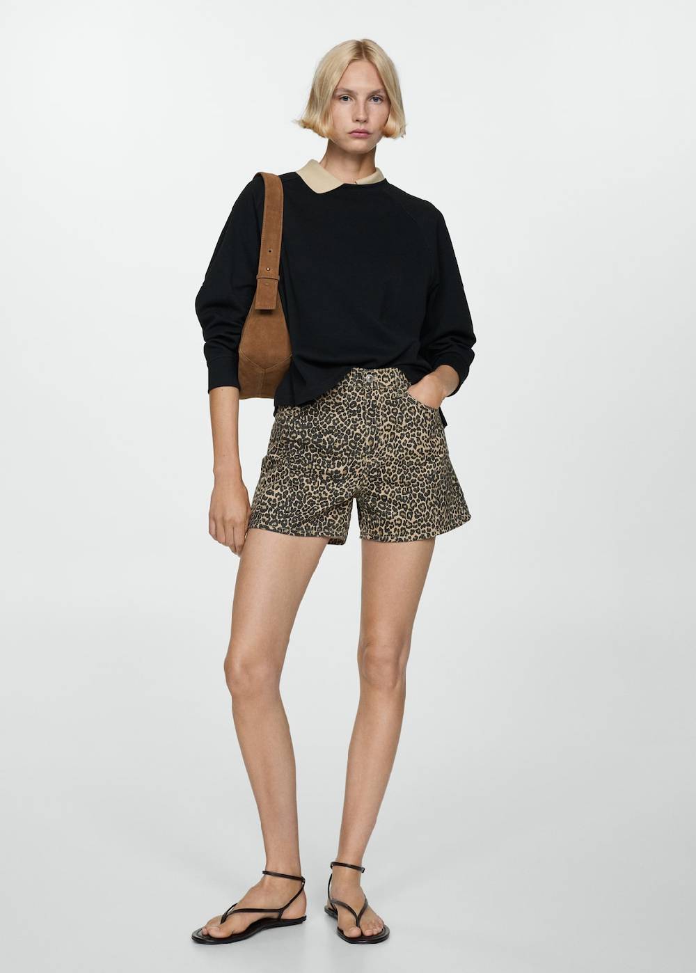 Mango Gerade Shorts Mit Leopardenmuster