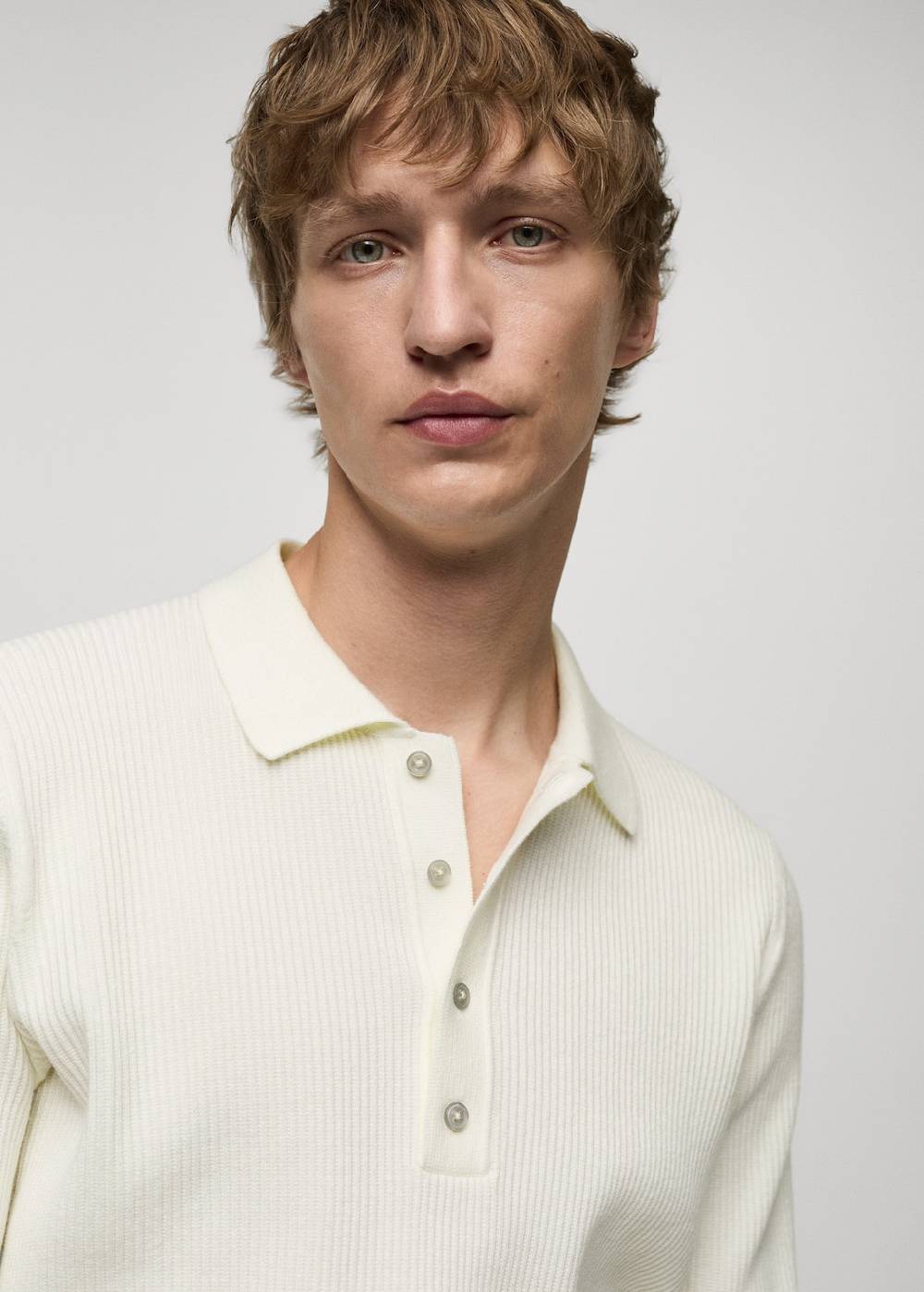 Mango Geripptes Poloshirt Aus Baumwollgemisch