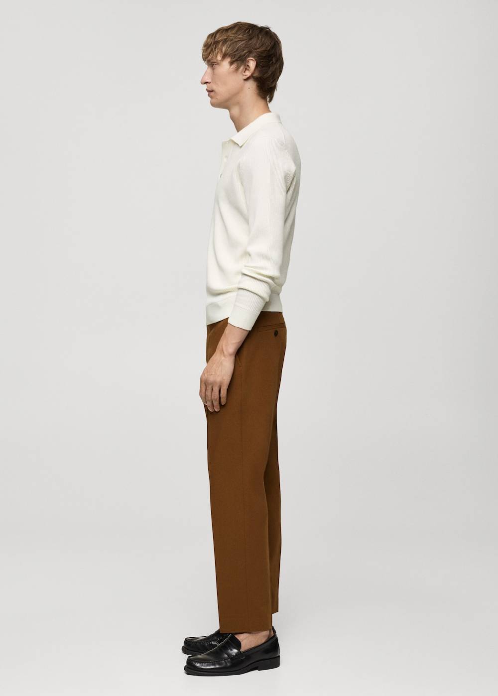 Mango Geripptes Poloshirt Aus Baumwollgemisch