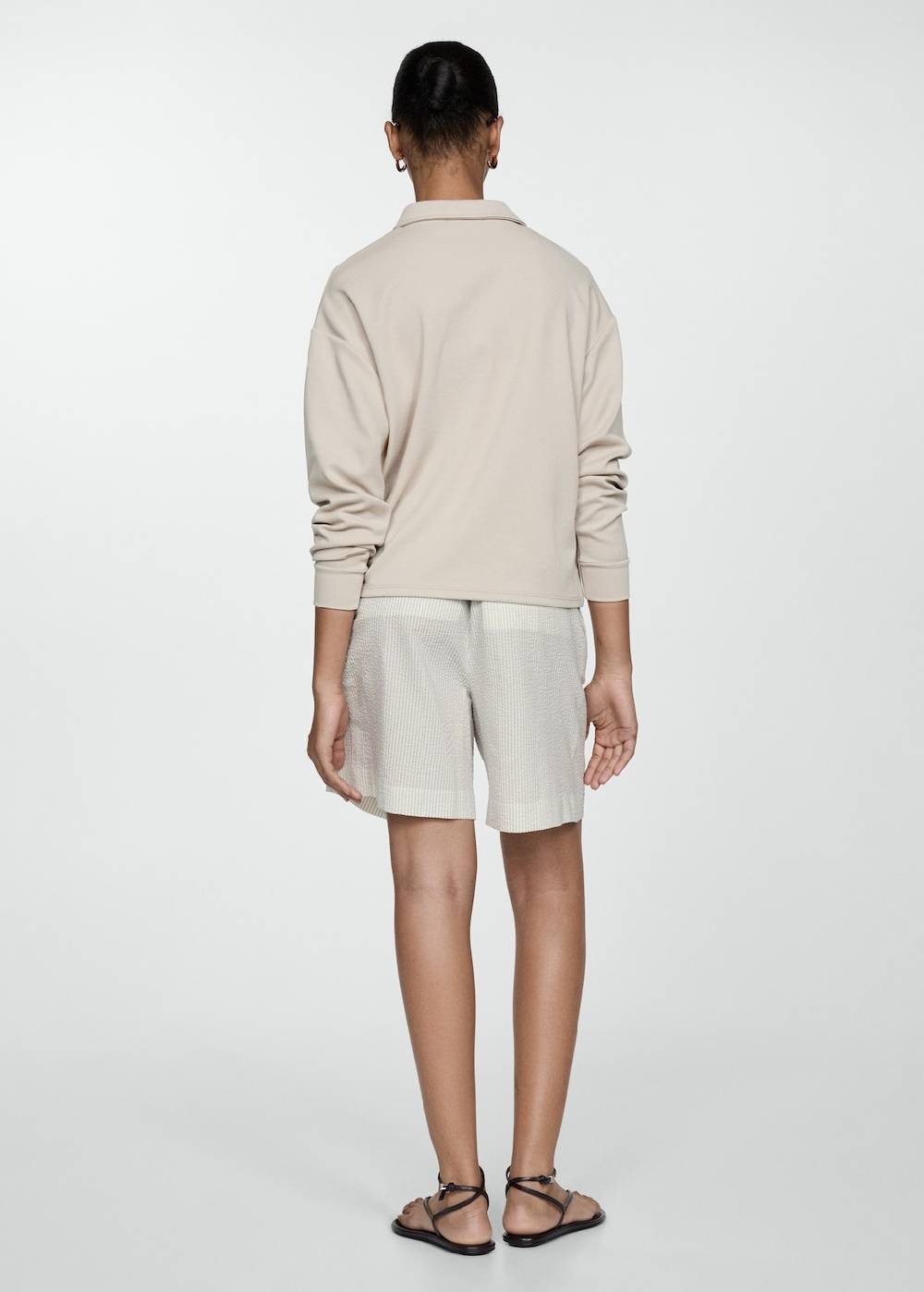 Mango Gestreifte Baumwoll-Bermudas