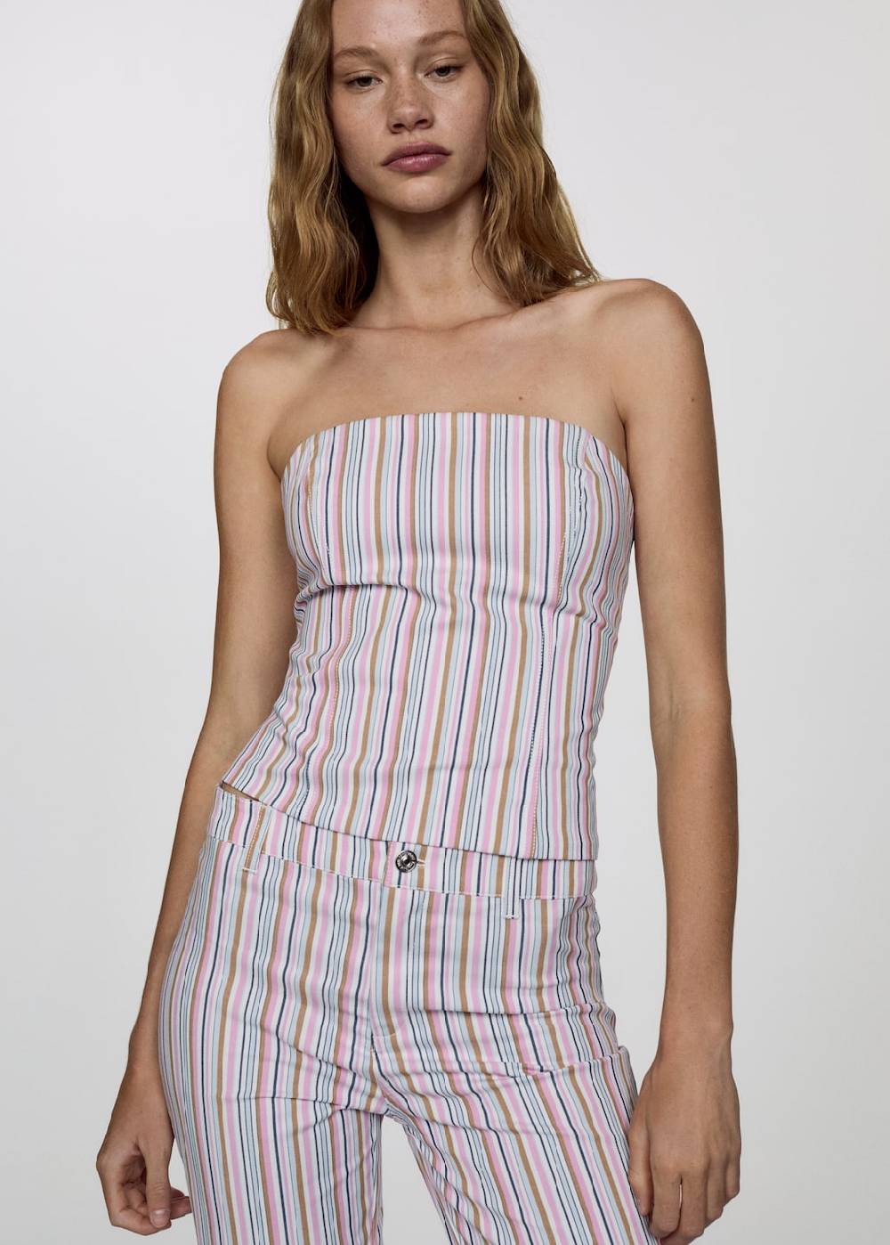 Mango Gestreifte Capri-Jeans