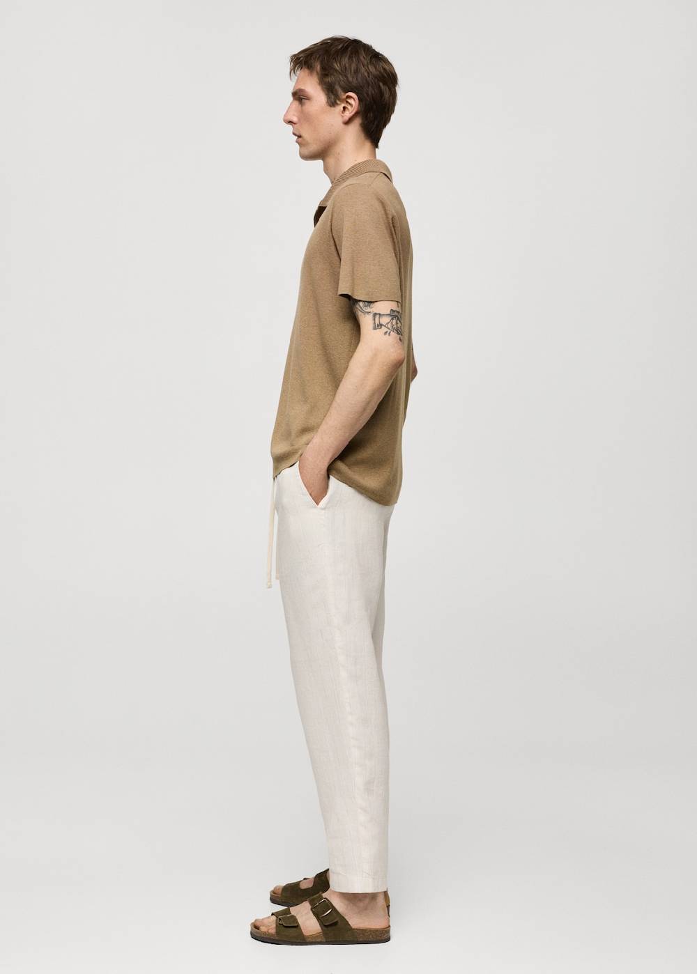 Mango Gestreifte Hose Aus 100 % Leinen Mit Kordel