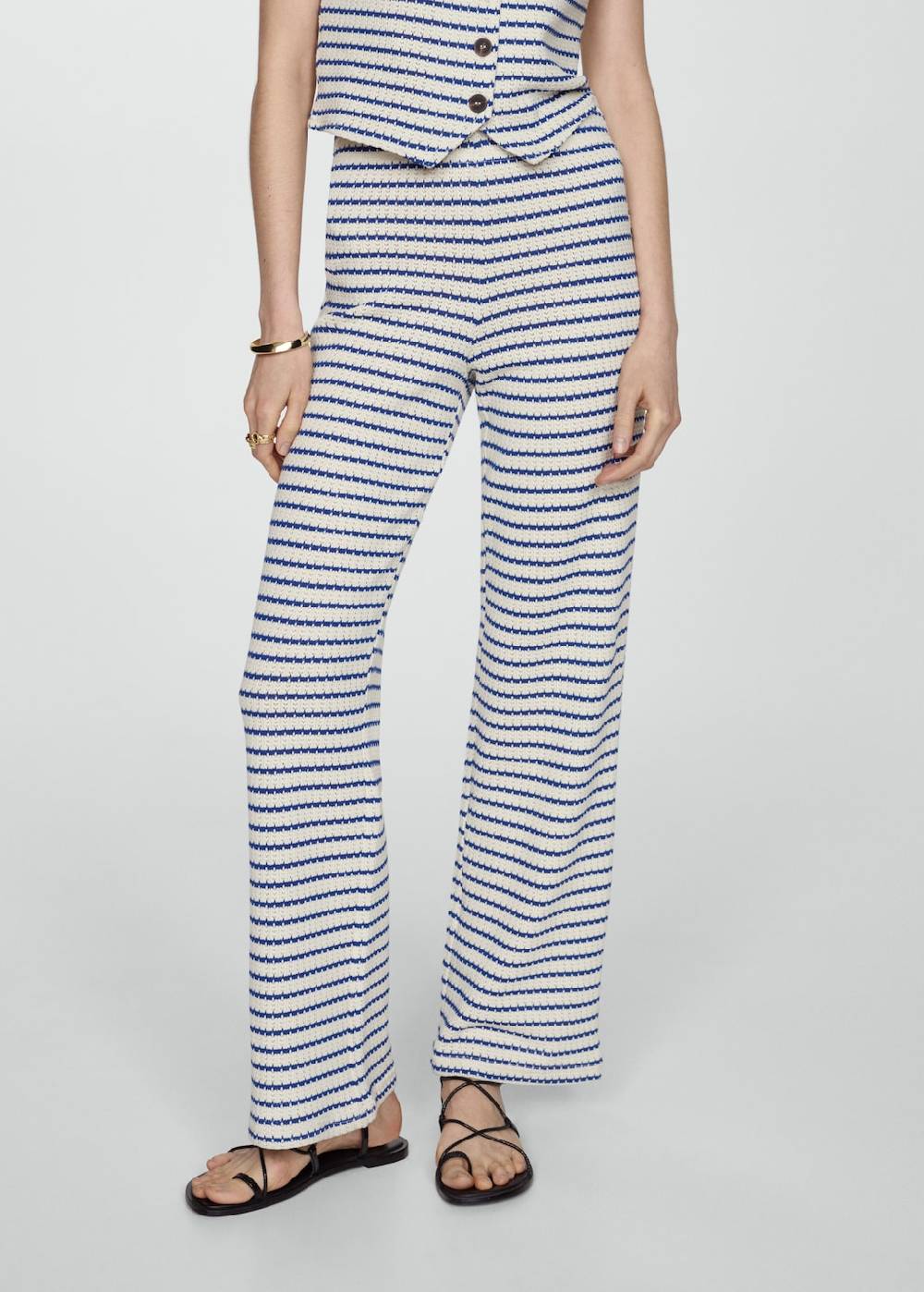 Mango Gestreifte Hose im Häkel-Style
