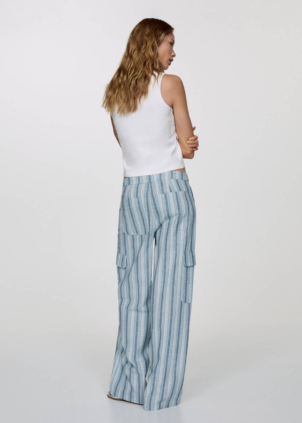 Mango Gestreifte Hose Mit Cargotaschen