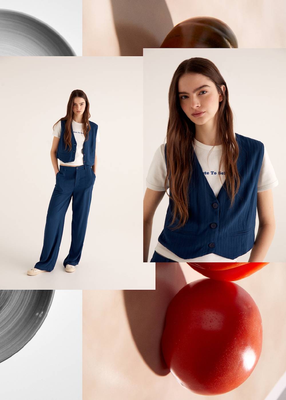 Mango Gestreifte Weste In Cropped-Länge