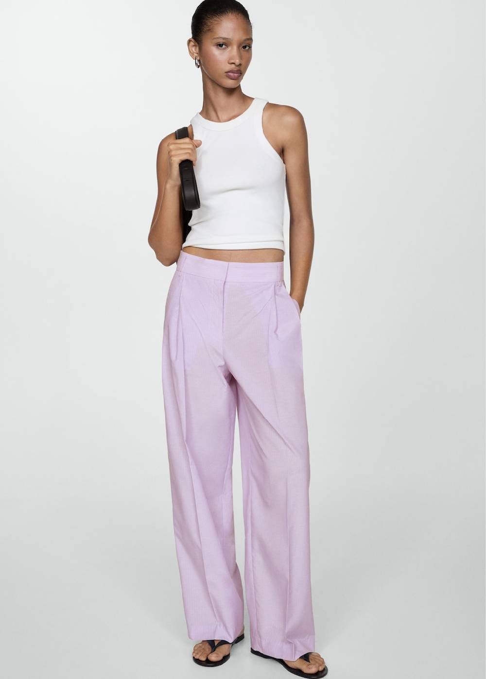 Mango Gestreifte Wideleg-Hose