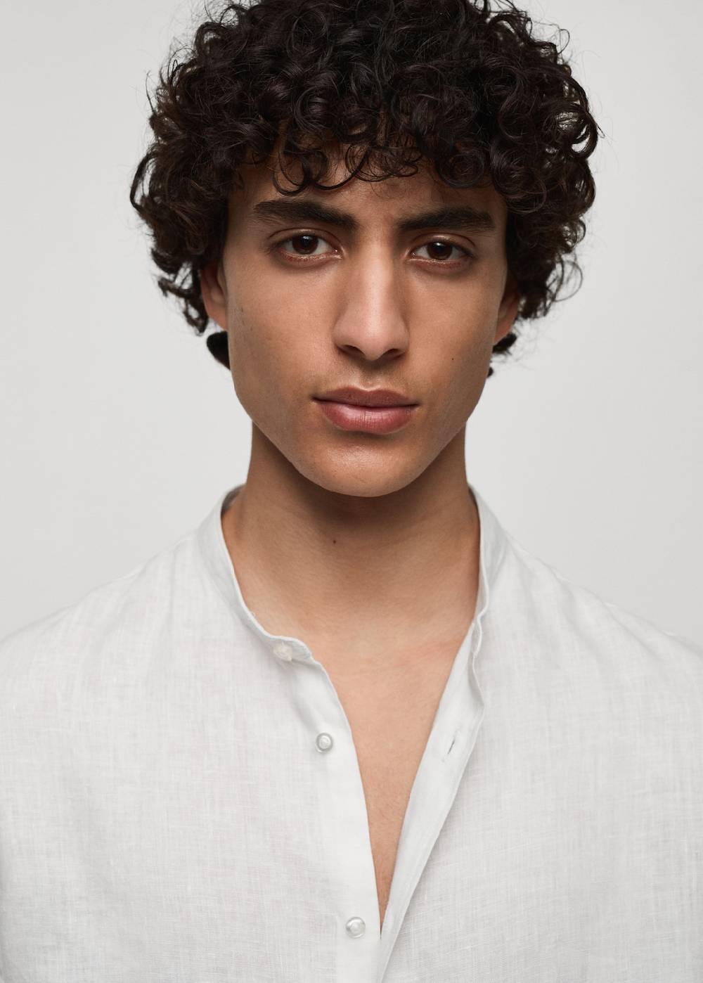 Mango Hemd Aus 100 % Leinen Mit Mao-Kragen