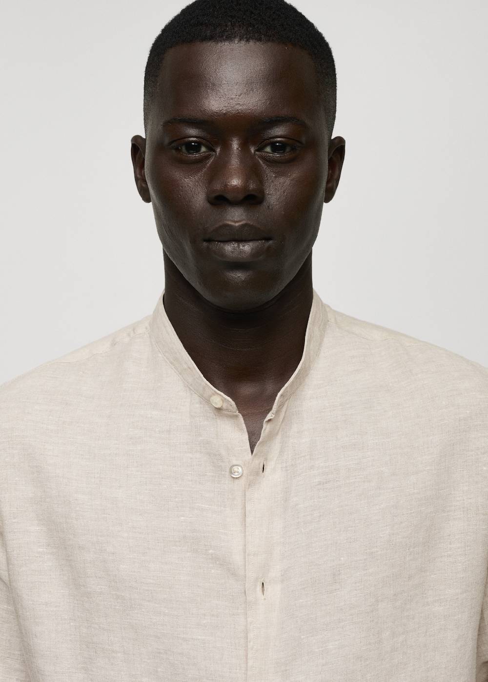 Mango Hemd Aus 100 % Leinen Mit Mao-Kragen