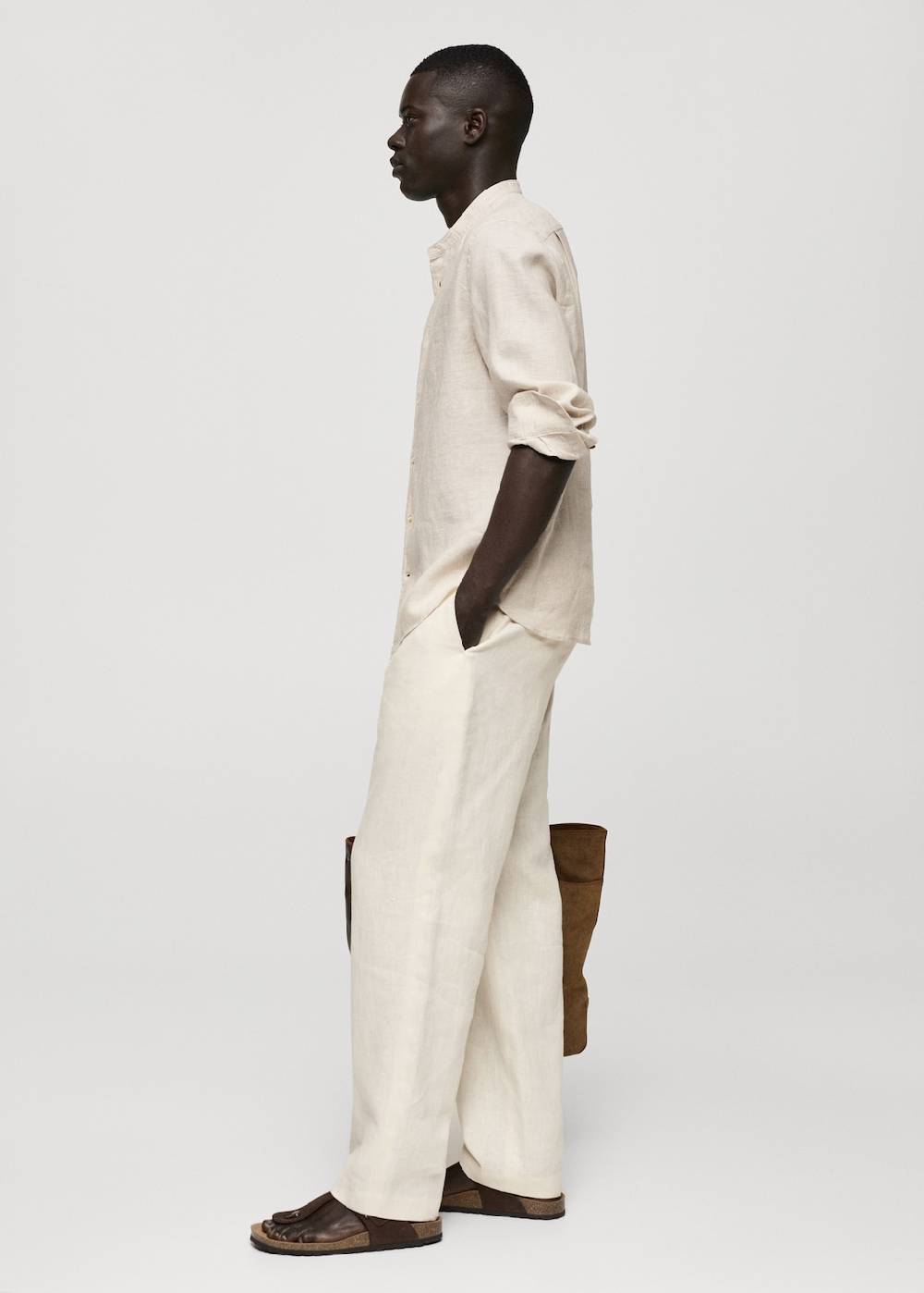 Mango Hemd Aus 100 % Leinen Mit Mao-Kragen