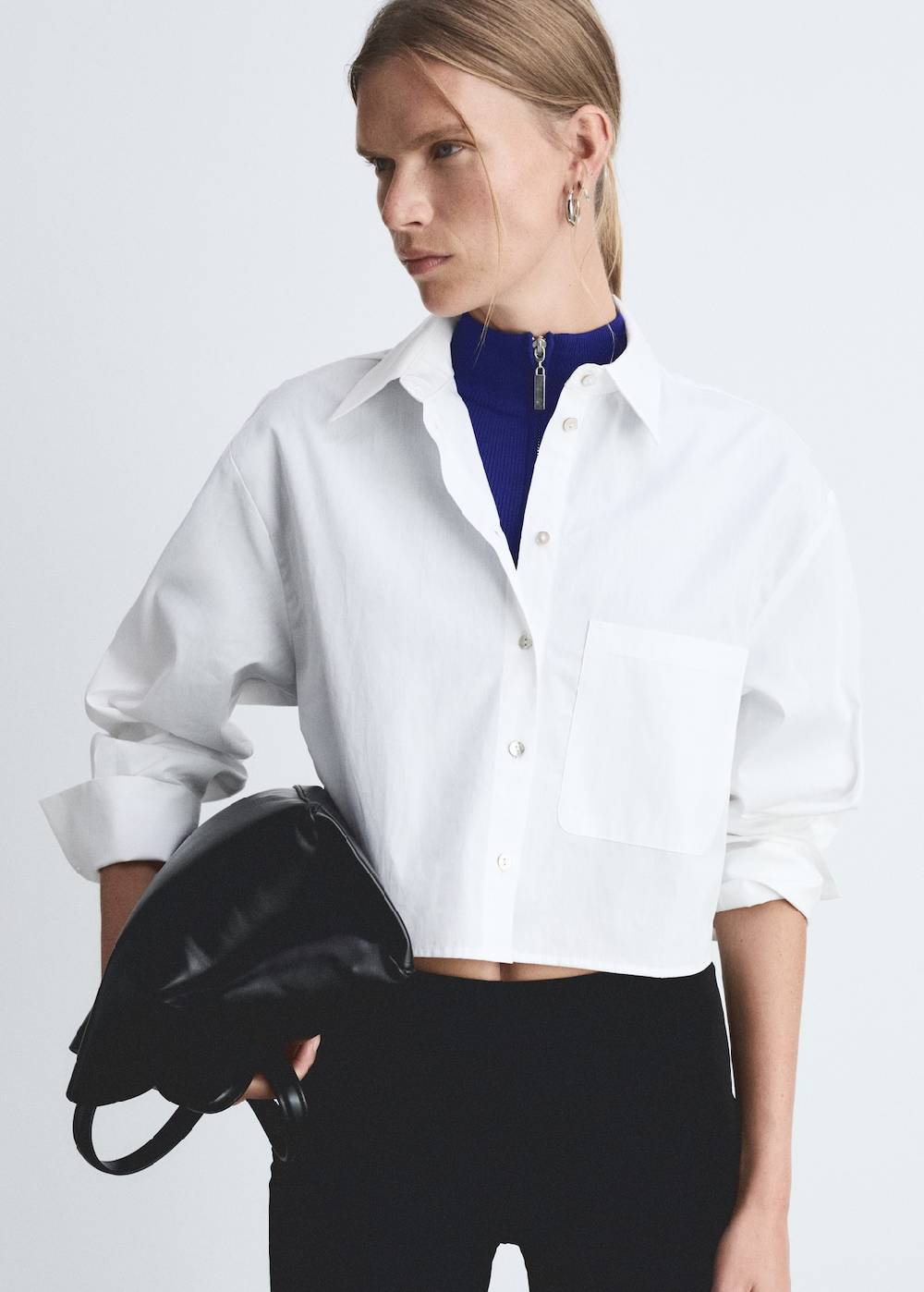 Mango Hemd in Cropped-Länge mit Tasche