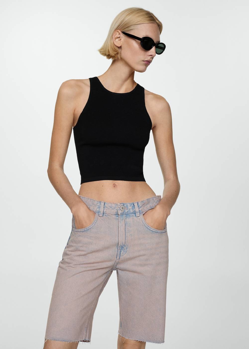 Mango Jeans-Bermudashorts mit Washed-Out-Effekt