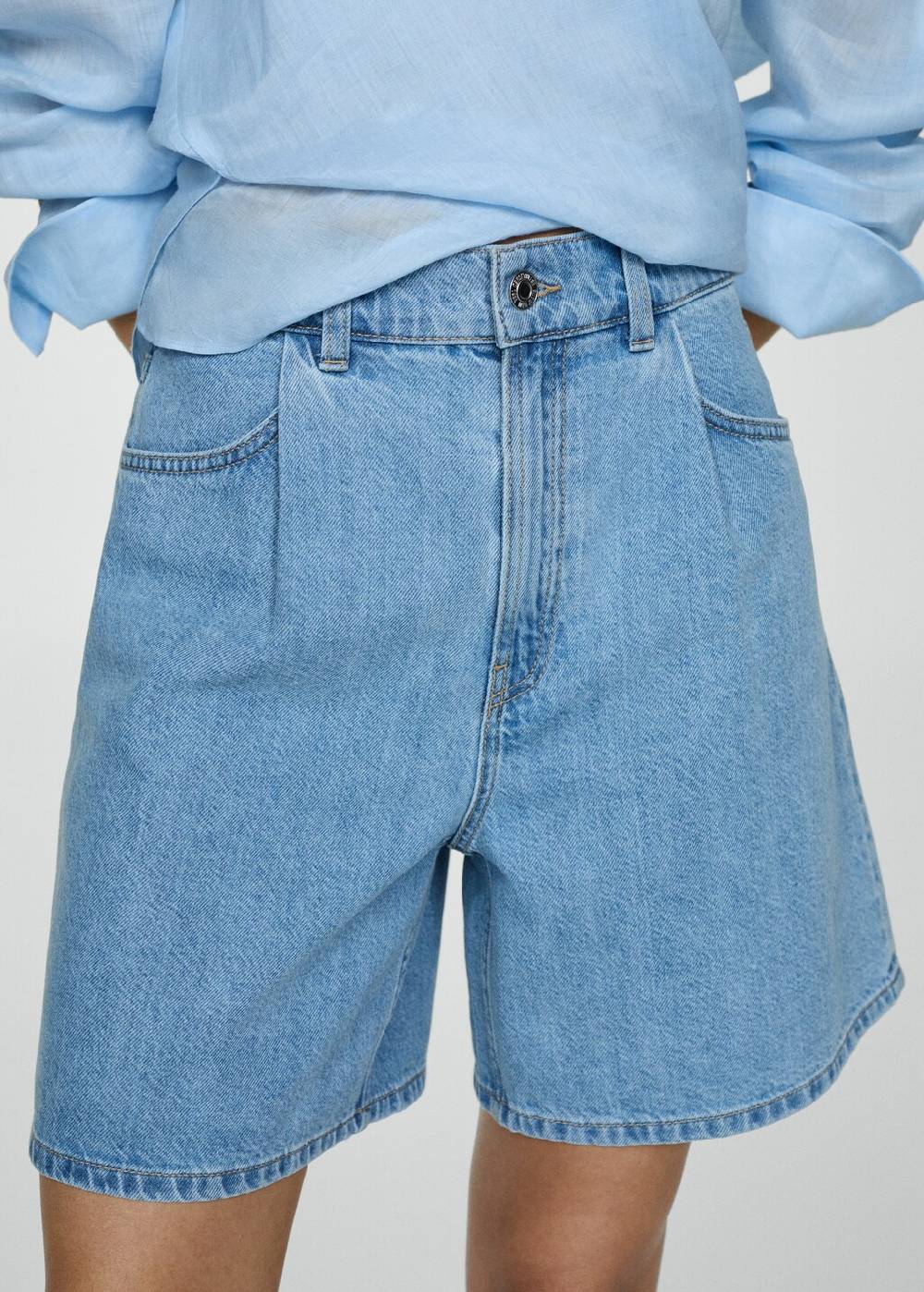 Mango Jeans-Shorts Mit Bundfalten