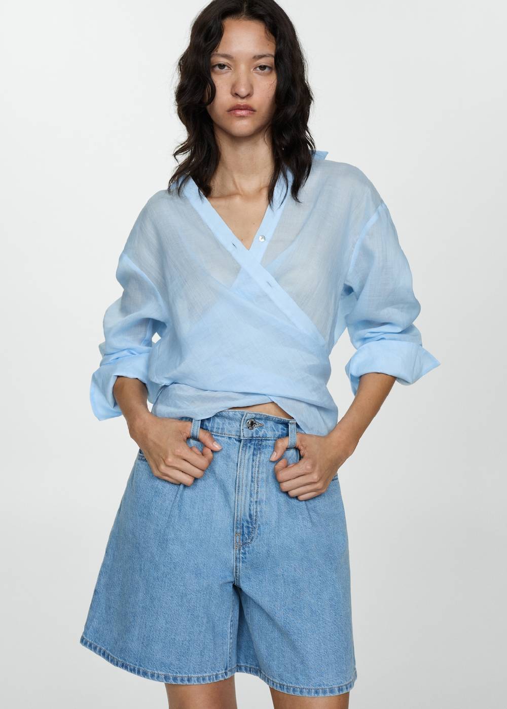 Mango Jeans-Shorts mit Bundfalten