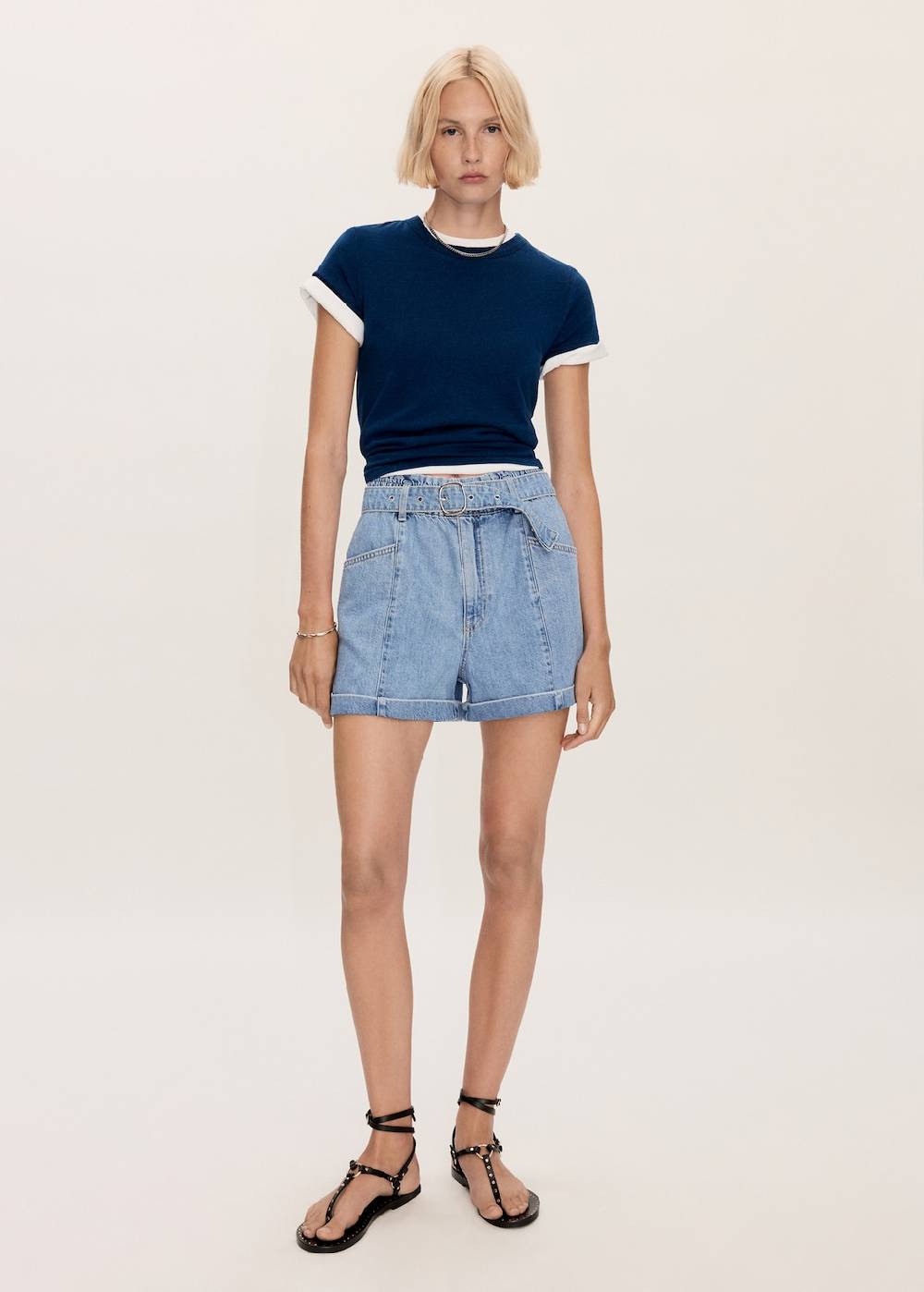 Mango Jeans-Shorts Mit Gürtel
