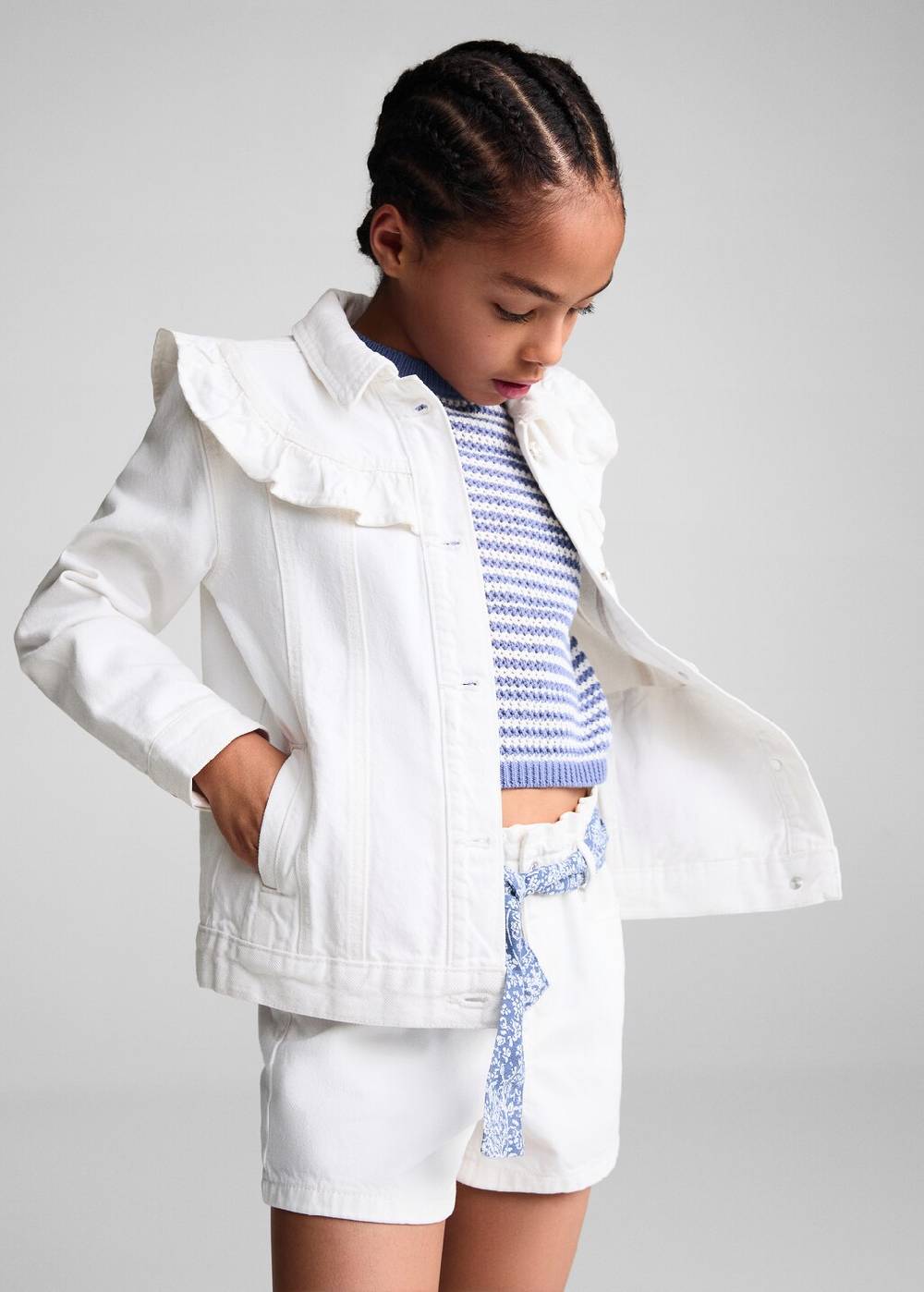 Mango Jeansjacke mit Rüschen